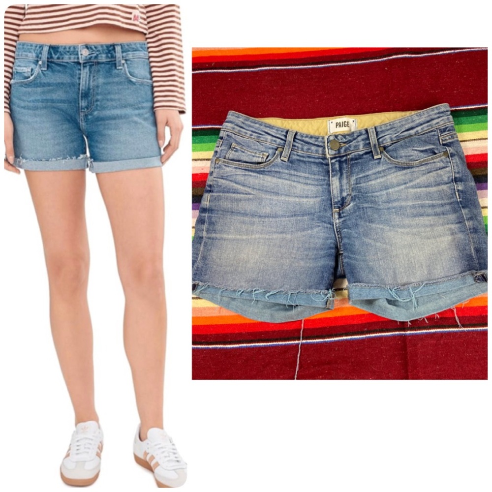 Paige Jimmy Jimmy Tigerlily Jean Denim Shorts Sz 27 Low/Mid Rise Faded Blue Cuff